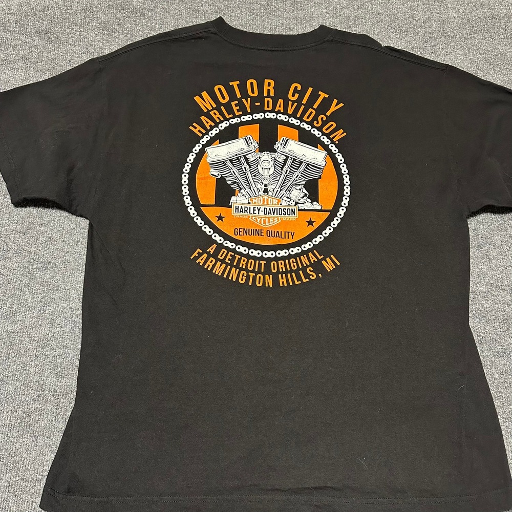 Harley-Davidson Motor City Farmington Hills MI Graphic T-Shirt Black Mens XL